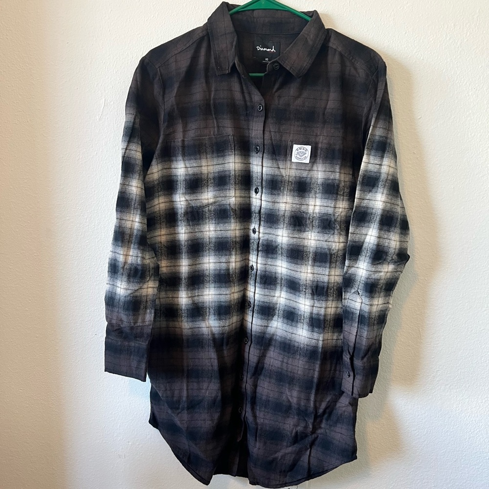 Diamond Supply Co. Black and White Plaid Shirt Dress women’s size XS fall winter